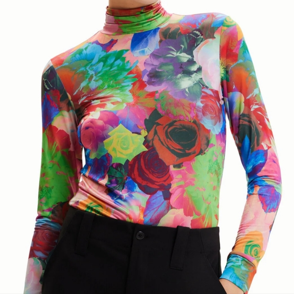 Desigual Colorful Floral Long Sleeve Tee
